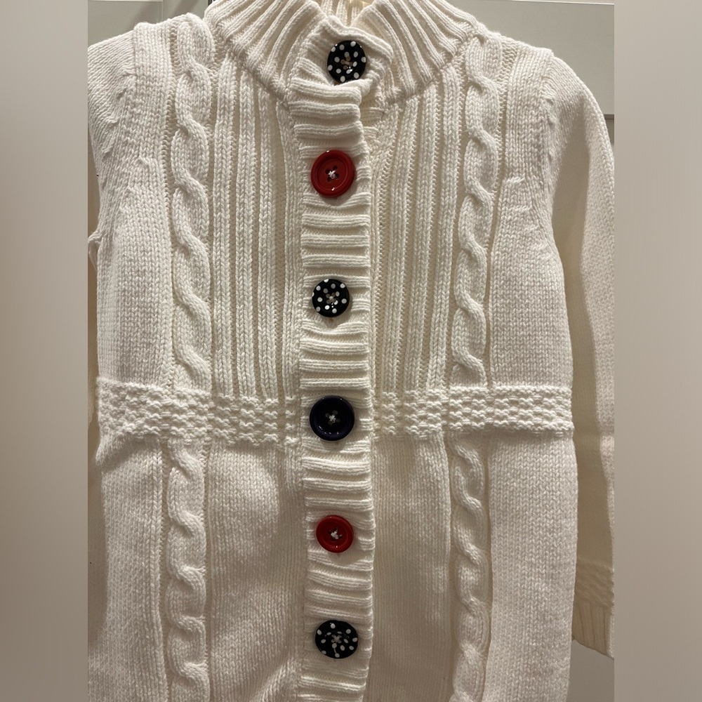 Gymboree size XS (3-4) winter white cardigan with colored buttons - Picture 3 of 6